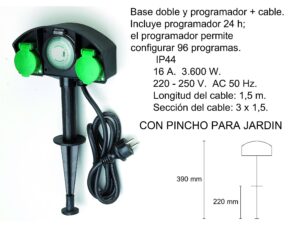 PINCHO JARDIN CON BASE DOBLE Y PROGRAMADOR