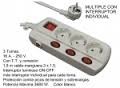 BASE MULTIPLE 3 TOMAS CON INTERRUPTOR INDIVIDUAL