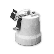 PORTALAMPARAS PORCELANA E-27 DOBLE GANCHO
