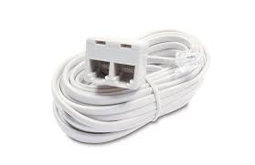 CABLE TELEFONO 6P4V MACHO-DOS CONEXIONES BLANCO 2 METROS
