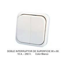DOBLE INTERRUPTOR SUPERFICIE BLANCO 10A-250V