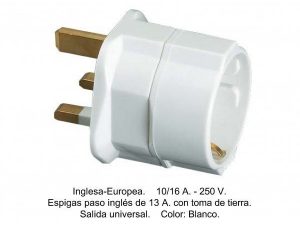 CLAVIJA TRANSFORMACION INGLESA-EUROPEA 10-16A MAX 3680W