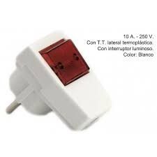 CLAVIJA CON T/T +INTERRUPTOR LUMINOSO 10A 250V