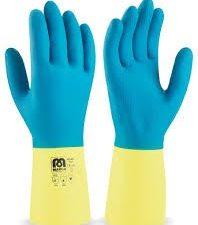 guante neopreno azul-amarillo t-mediana