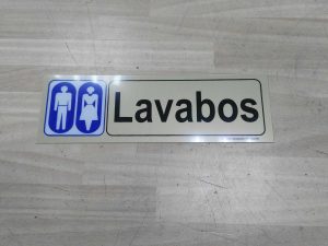 cartel lavabos adhesvo 165x45cm