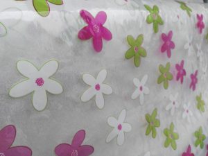 hule flores transparente 1,40mtrs precio del metro